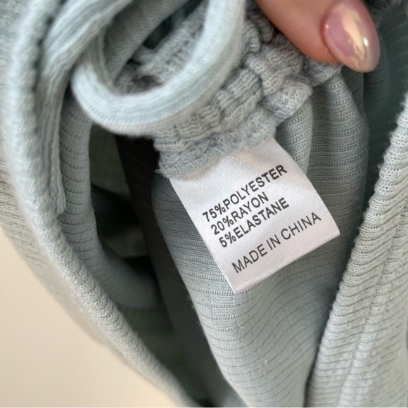 Princess Polly Brinley Light Blue Rib Knit Open Back Long Sleeve Bodycon Dress 2 - Picture 6 of 8